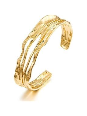 Gold Cuff Bracelet Women Chunky Multi Layer Cross Wire Open Adjustable Bangle